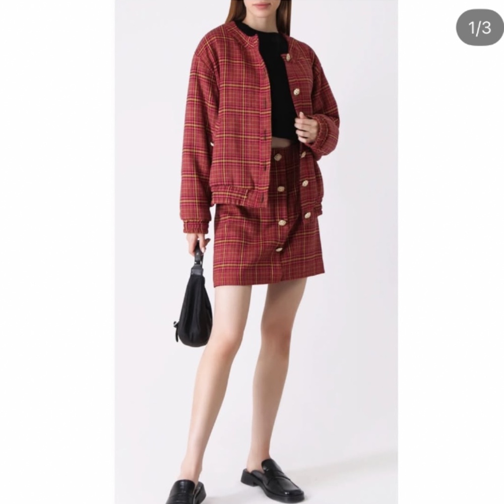 Red Plaid Mini Skirt in Small - Picture 5 of 5